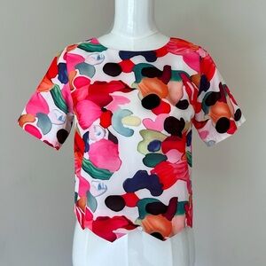 Multicolored Abstract Floral Print Blouse